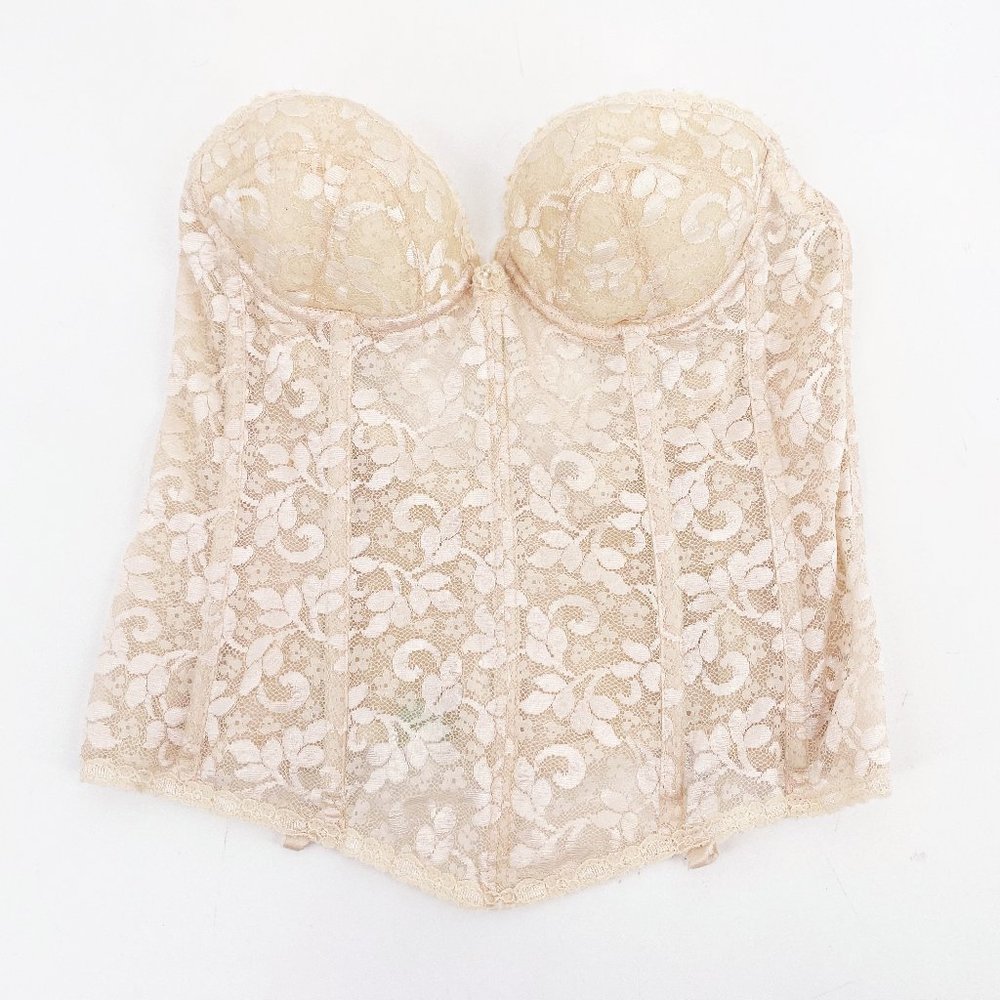 Carnival Vintage Lace Open Back Corset Top Sz 36A